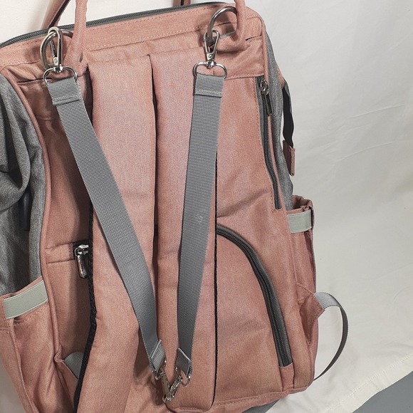 Upsimples Diaper Bag Pink Gray Backpack with‎ USB Charging Port Thermal Pockets - Picture 8 of 13